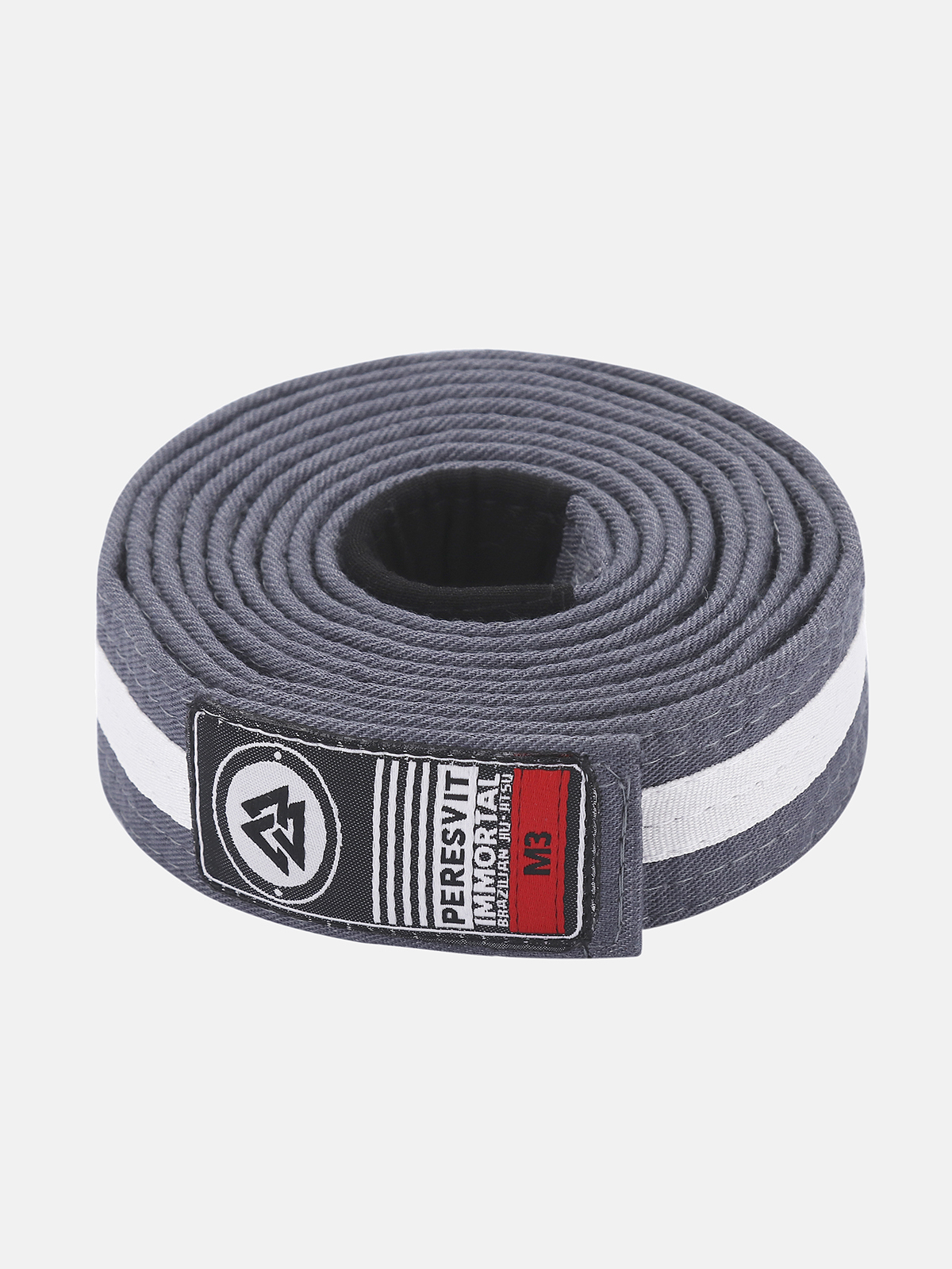 Kids BJJ Gi Belt Grey White Stripe
